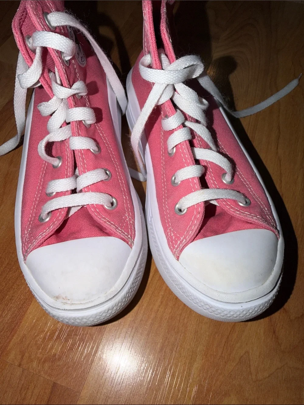 Converse Kids Pink High-Top Canvas Sneakers with White Laces